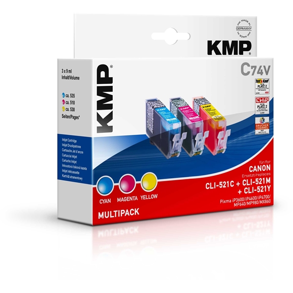 KMP C74V - CLI-521C/M/Y Value Pack 